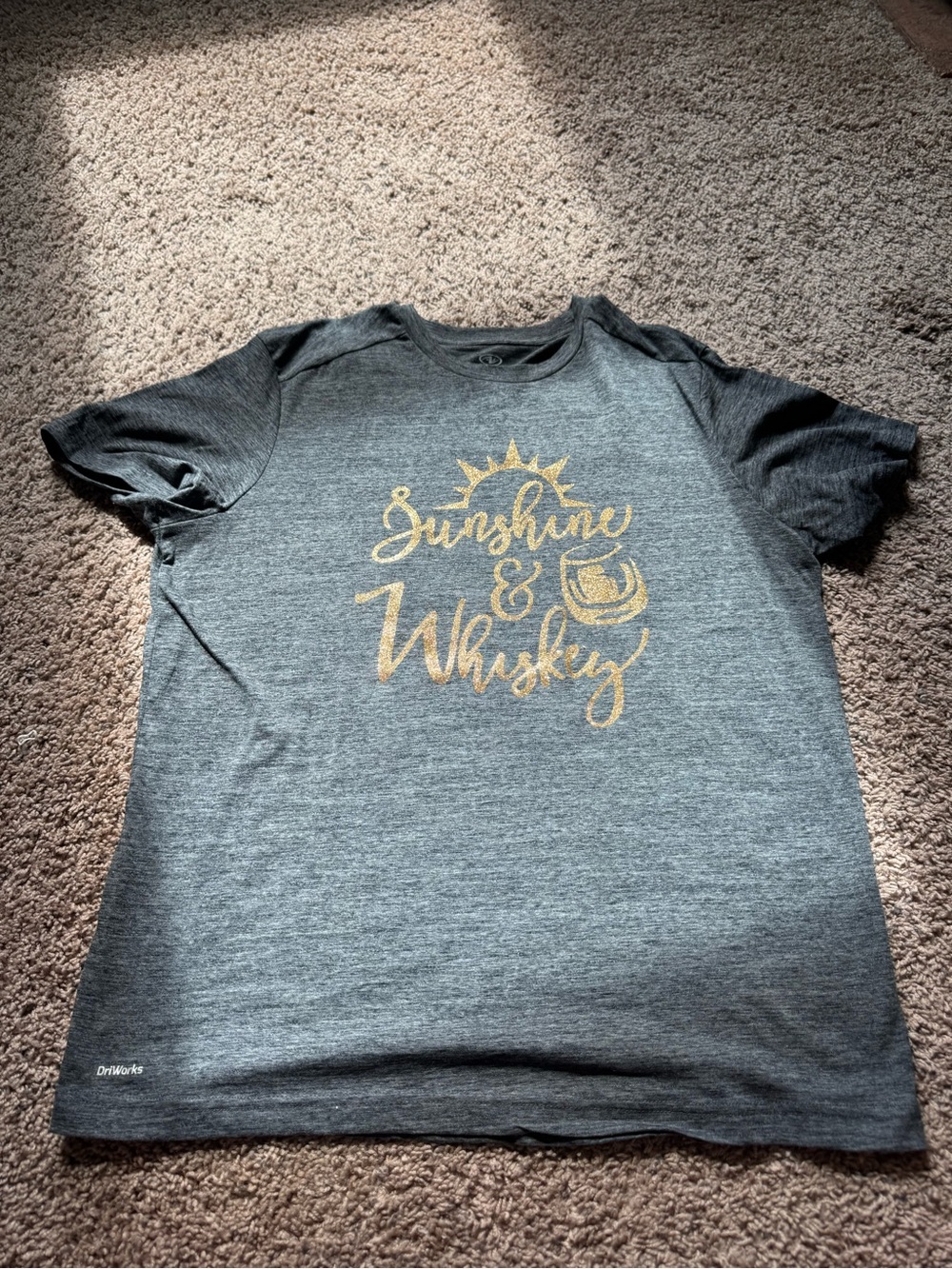 Athletic Works Grey Short-Sleeve Tee with Gold 'Sunshine & Whiskey' Graphic